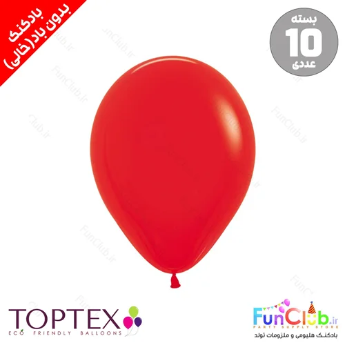بادکنک لاتکسی TOPTEX خالی فشن بسته 10 عددی رنگ قرمز